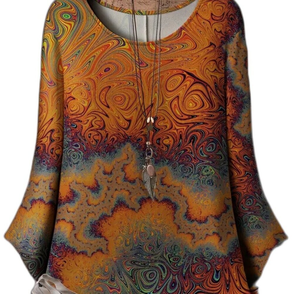 NEW Vibrant Colorful Print Blouse Sizes  4x, 5x